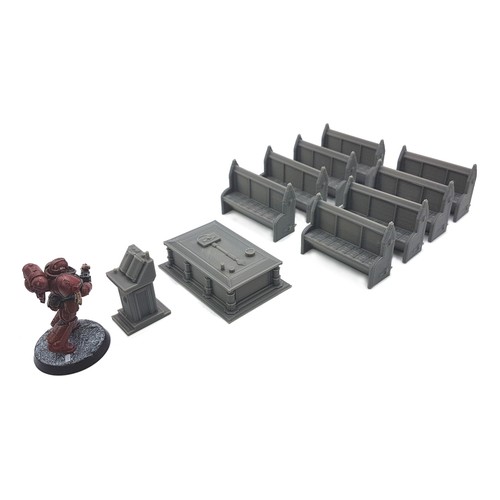 Church pews 28mm miniature - pews,