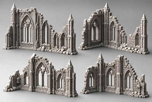 Gothic ruins terrain - ruins, set