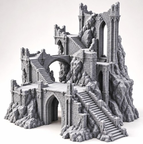 Huge gothic ruined mountain - huge,